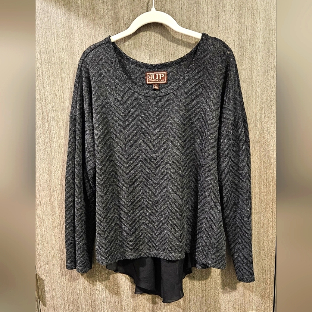 XXL Dark Gray Split Back Sweater